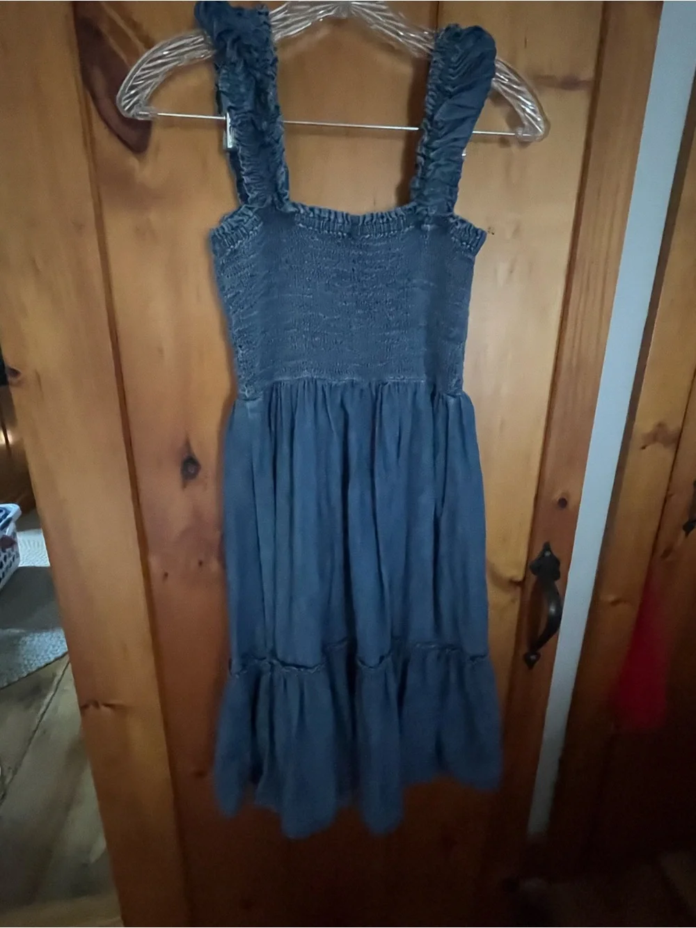 GAP Girls' Blue Smocked Ruffle Strap Maxi Dress